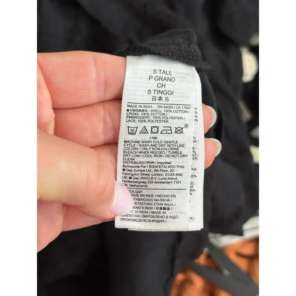 Gap Women's Black Textured Crinkle Lace Midi Dress Sz. S Tall - Picture 11 of 12